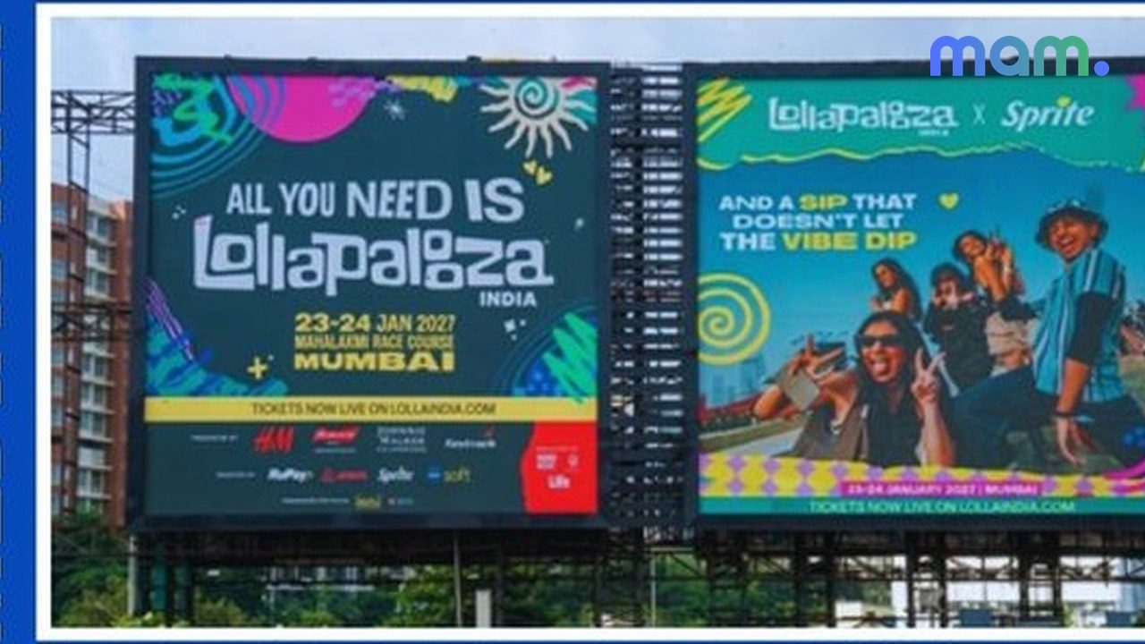 BookMyShow Live All You Need Is Lollapalooza India 2027 Mumbai city campaign — mam mark