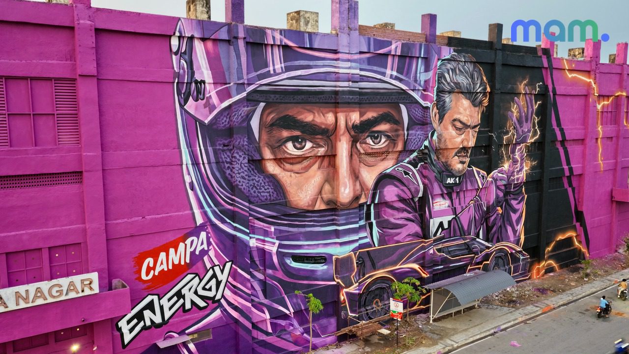 Campa Energy Ajith Kumar Racing 65000 sq ft Chennai mural Indiranagar Metro — mam mark
